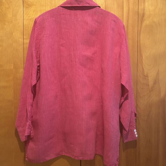 Sigrid Olsen Sport-Pink Linen Button Down Shirt-Marled-Sz 16W-Lagenlook*Read - Picture 6 of 7